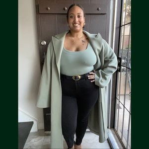 ASOS Design Curve Scuba Chuck On Coat in Sage